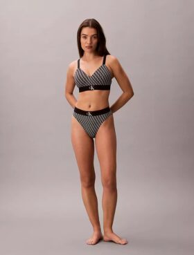 Bralette aus Mikrofaser mit Grafik-Monogram, Stretch und leichtem Futter