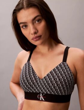 Bralette aus Mikrofaser mit Grafik-Monogram, Stretch und leichtem Futter