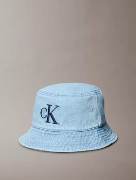 Bucket Hat aus gewaschenem Denim mit gesticktem Logo Bucket Hat aus gewaschenem Denim mit gesticktem Logo