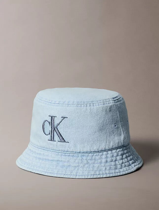 Bucket Hat aus gewaschenem Denim mit gesticktem Logo Bucket Hat aus gewaschenem Denim mit gesticktem Logo