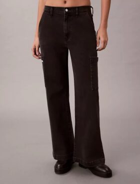 Cargo-Jeans mit weitem Bein