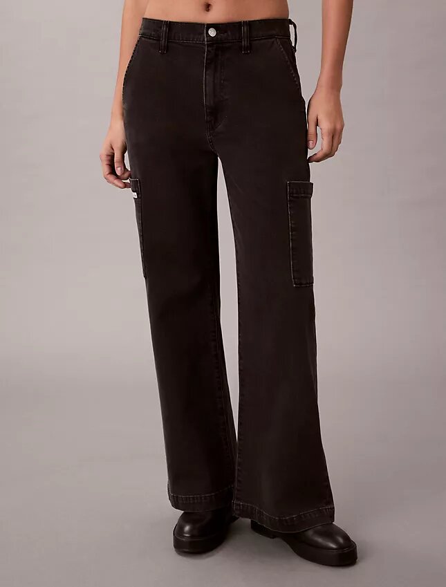 Cargo-Jeans mit weitem Bein Cargo-Jeans mit weitem Bein