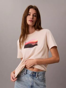 City Sunset Logo-Grafik Klassisches T-Shirt