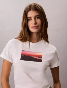 City Sunset Logo-Grafik Klassisches T-Shirt