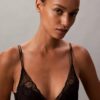CK Black Floral Lace Leicht gefütterter Plunge-BH