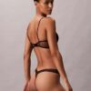 CK Black Floral Lace Leicht gefütterter Plunge-BH