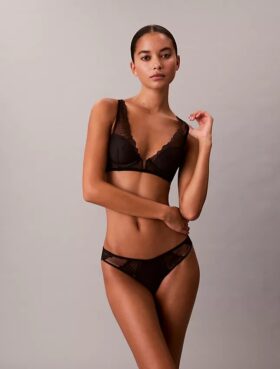CK Black Geo Lace Leicht gefütterter Plunge-BH