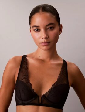 CK Black Geo Lace Leicht gefütterter Plunge-BH