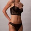 CK Black Thong mit floraler Spitze