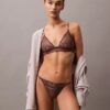 CK Black Thong mit floraler Spitze