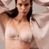 CK Black Unlined Balconette-BH mit floraler Spitze