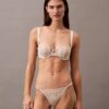 CK Black Unlined Balconette Bra with Floral Lace Trim CK Black Unlined Balconette Bra with Floral Lace Trim