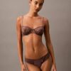 CK Black Unlined Balconette Bra with Floral Lace Trim CK Black Unlined Balconette Bra with Floral Lace Trim