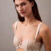 CK Black Unlined Balconette Bra with Floral Lace Trim CK Black Unlined Balconette Bra with Floral Lace Trim