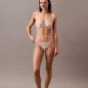 CK Black Unlined Balconette Bra with Floral Lace Trim CK Black Unlined Balconette Bra with Floral Lace Trim