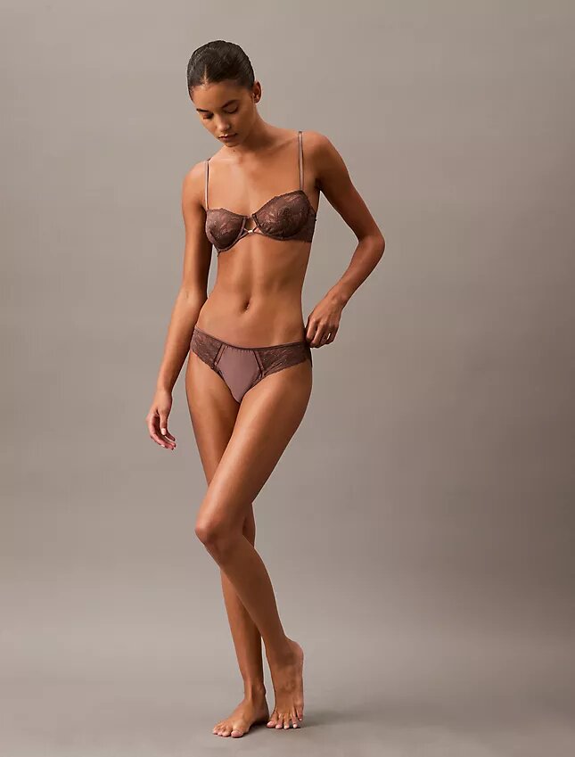 CK Black Unlined Balconette Bra with Floral Lace Trim CK Black Unlined Balconette Bra with Floral Lace Trim