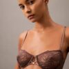 CK Black Unlined Balconette Bra with Floral Lace Trim CK Black Unlined Balconette Bra with Floral Lace Trim
