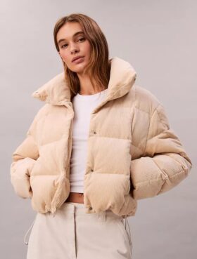 Cord-Daunenjacke