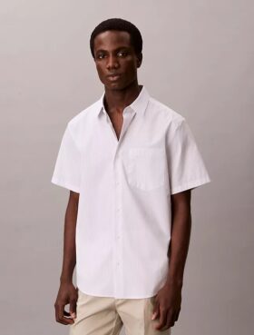 Cotton Stretch-Hemd mit schmalen Streifen und Knopfleiste