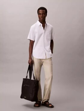 Cotton Stretch-Hemd mit schmalen Streifen und Knopfleiste