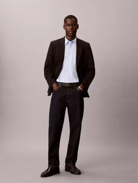 Cotton Stretch-Hemd mit schmalen Streifen und Knopfleiste