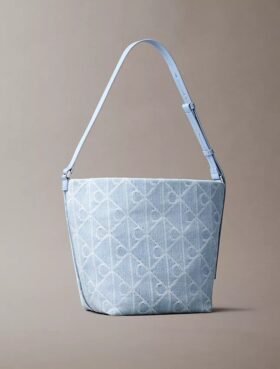 Denim-Beuteltasche mit durchgängigem Emblem-Logo