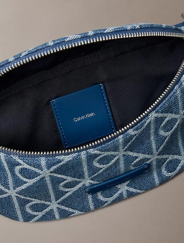 Denim-Gürteltasche mit durchgehendem Emblem-Logo Denim-Gürteltasche mit durchgehendem Emblem-Logo