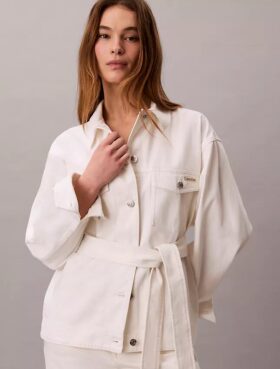 Denim-Jacke mit Gürtel