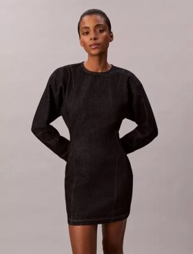 Denim-Minikleid mit vorgeformten Ärmeln