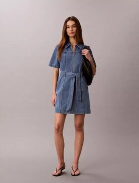 Denim-Shirtkleid mit Gürtel