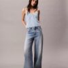 Denim-Tanktop aus Baumwoll-Leinen-Mischgewebe