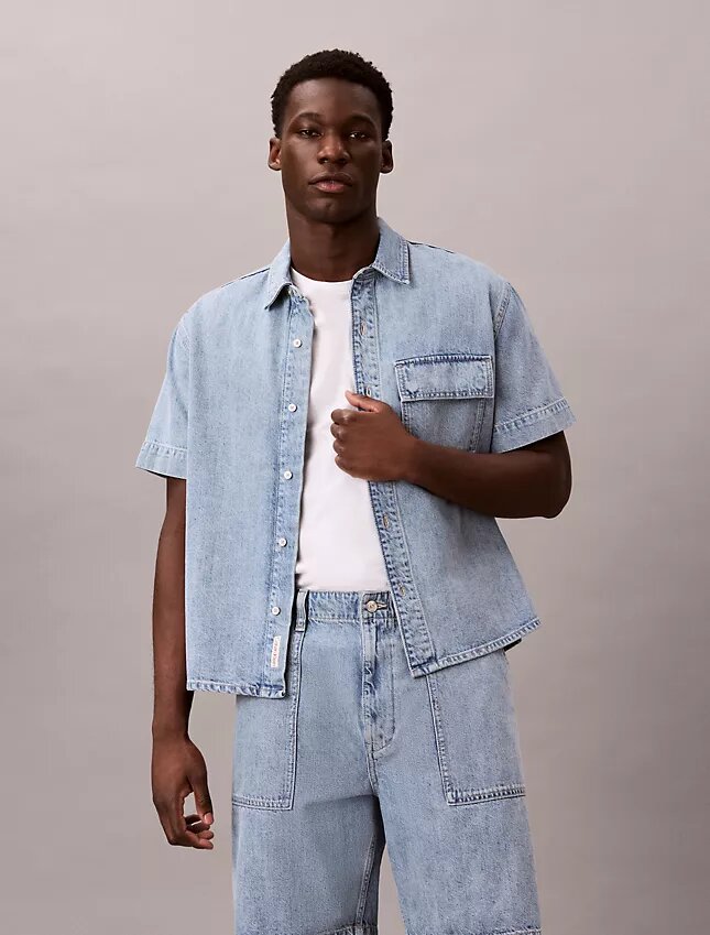 Denim-Utility-Hemd mit Knopfleiste Denim-Utility-Hemd mit Knopfleiste
