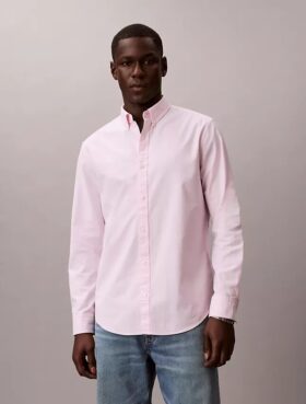 Einfarbiges klassisches Oxford-Hemd mit Button-Down-Kragen