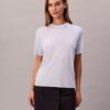 Feinstrick-T-Shirt mit Stehkragen
