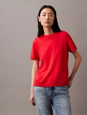 Feinstrick-T-Shirt mit Stehkragen