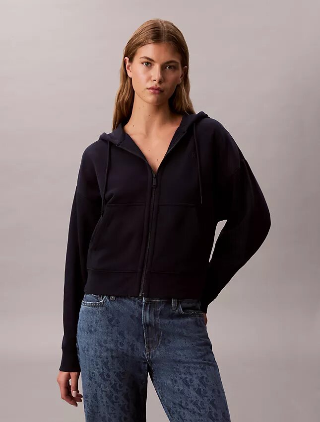 Fleece-Hoodie mit Reißverschluss und Monogram Fleece-Hoodie mit Reißverschluss und Monogram
