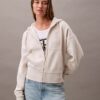 Fleece-Hoodie mit Reißverschluss und Monogram Fleece-Hoodie mit Reißverschluss und Monogram