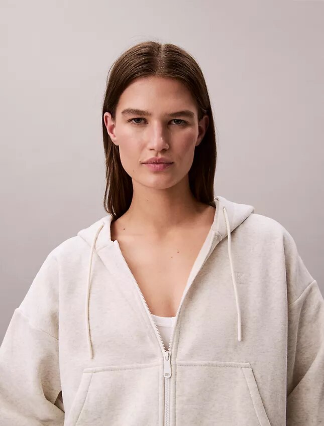 Fleece-Hoodie mit Reißverschluss und Monogram Fleece-Hoodie mit Reißverschluss und Monogram