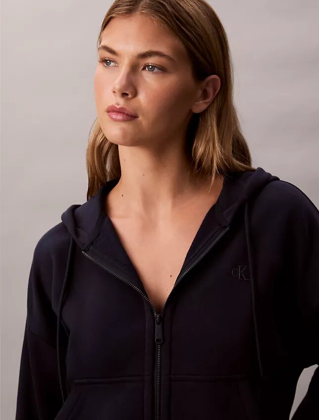 Fleece-Hoodie mit Reißverschluss und Monogram Fleece-Hoodie mit Reißverschluss und Monogram