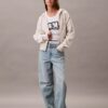 Fleece-Hoodie mit Reißverschluss und Monogram Fleece-Hoodie mit Reißverschluss und Monogram