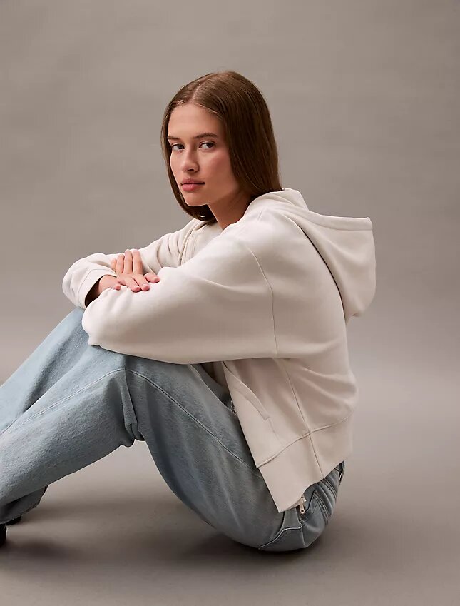 Fleece-Hoodie mit Reißverschluss und Monogram Fleece-Hoodie mit Reißverschluss und Monogram