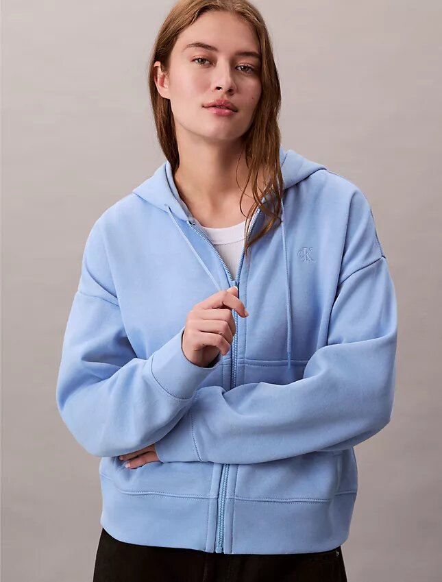 Fleece-Hoodie mit Reißverschluss und Monogram Fleece-Hoodie mit Reißverschluss und Monogram