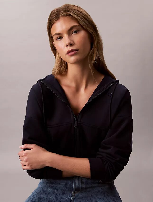 Fleece-Hoodie mit Reißverschluss und Monogram Fleece-Hoodie mit Reißverschluss und Monogram