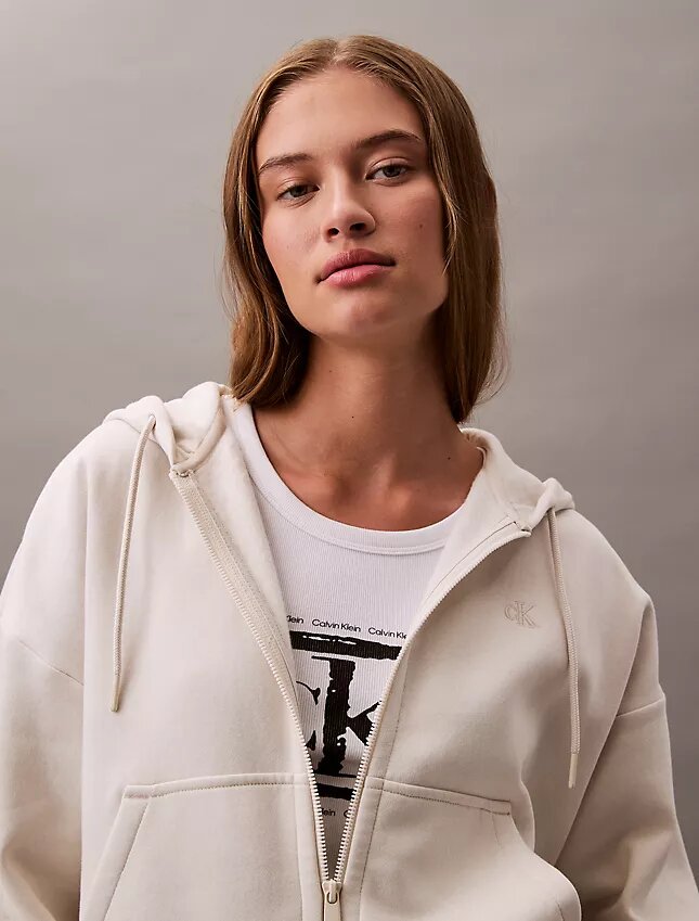 Fleece-Hoodie mit Reißverschluss und Monogram Fleece-Hoodie mit Reißverschluss und Monogram