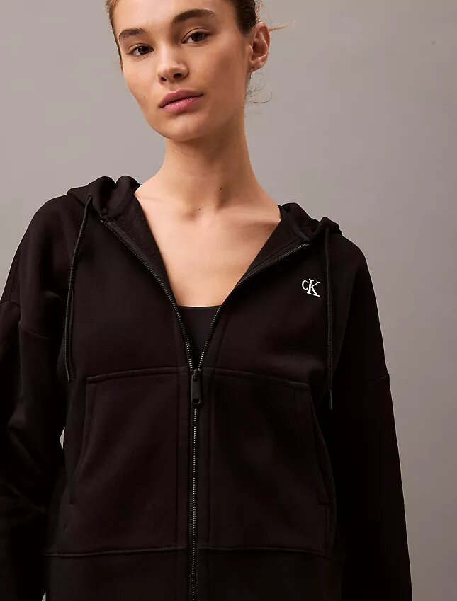 Fleece-Hoodie mit Reißverschluss und Monogram Fleece-Hoodie mit Reißverschluss und Monogram