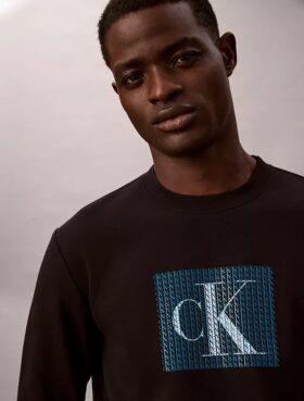 Fleece-Sweatshirt mit Monogram-Grafik