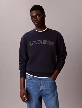 Fleece-Sweatshirt mit Varsity-Logo-Grafik