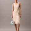 Fließendes Midi-Wickelkleid mit Streifenmuster