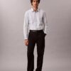 Garnfarbene Streifen Supima Stretch Slim-Shirt