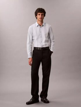 Garnfarbene Streifen Supima Stretch Slim-Shirt